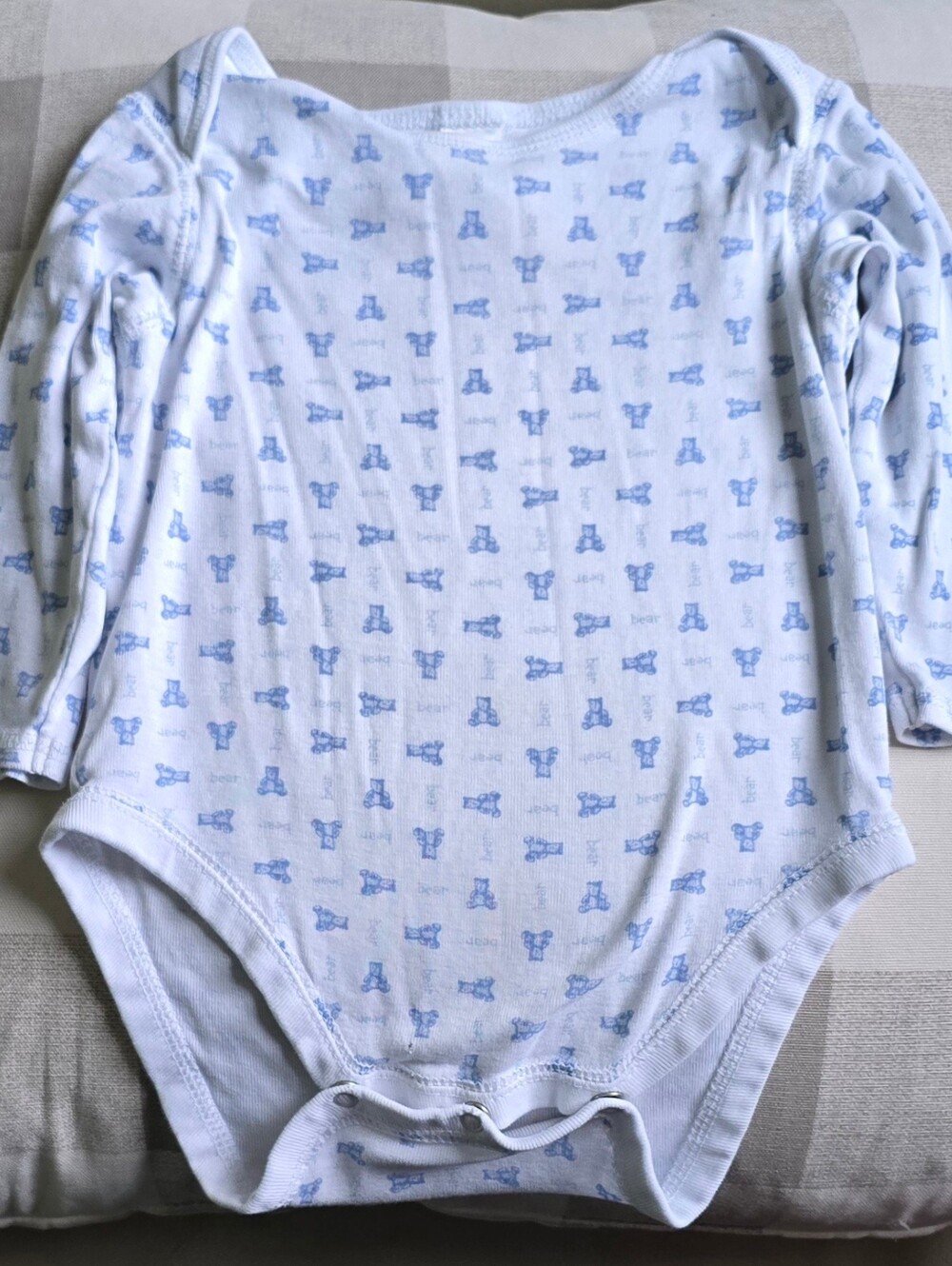 Teddy Bear Unisex Onesie Baby Gap Size 6-12 Months White Blue